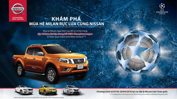 Mua xe Nissan có cơ hội sang Ý xem bóng đá, thăm quan