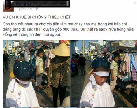 Thực hư chuyện hai con ra chợ xin tiền mai táng mẹ bị đốt