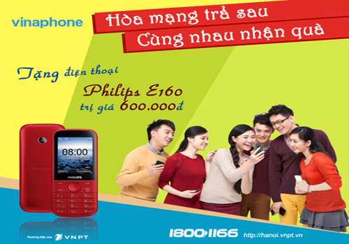Hòa mạng trả sau VinaPhone được tặng điện thoại 2 SIM 2 sóng