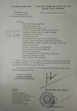 Giới thiệu chữ ký Thủ tướng, 3 Phó Thủ tướng mới
