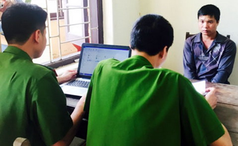 Đinh Quang Tặng tại Phòng cảnh sát hình sự Công an tỉnh Hải Dương. Ảnh: CAND
