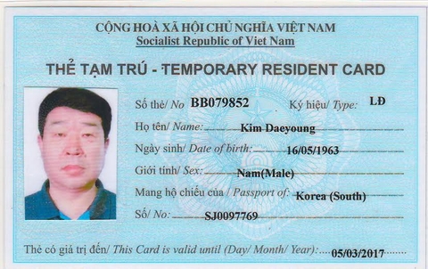 Thủ tục cấp thẻ tạm trú cho người nước ngoài