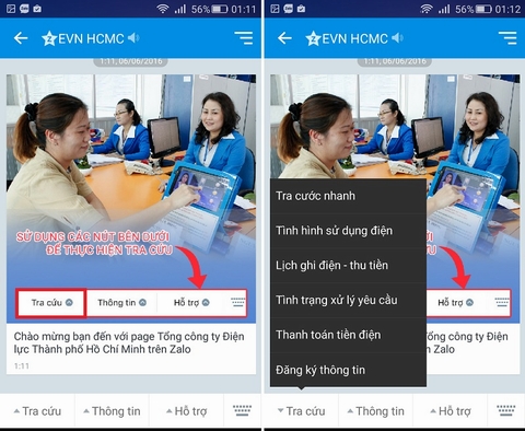 Tra cứu tiền điện hàng tháng qua Zalo