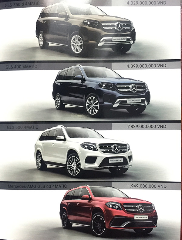 4 phiên bản của Mercedes GLS vừa ra mắt chính thức hôm 16/6 cũng tăng giá mạnh kể từ 1/7 tới