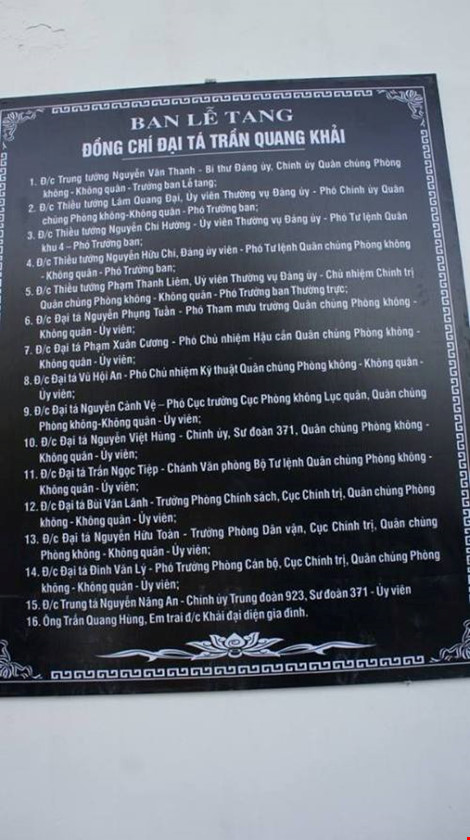 Thành phần Ban lễ tang 