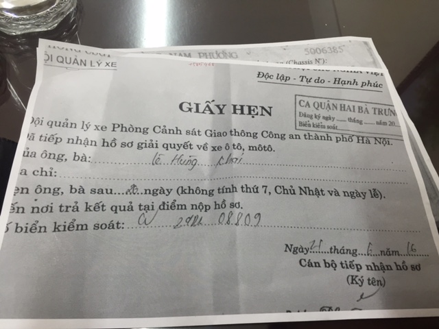 Xe máy được vận chuyển lên tàu từ 15/6 xong giấy hẹn mà công ty CP xuất trình ghi ngày 21/6
