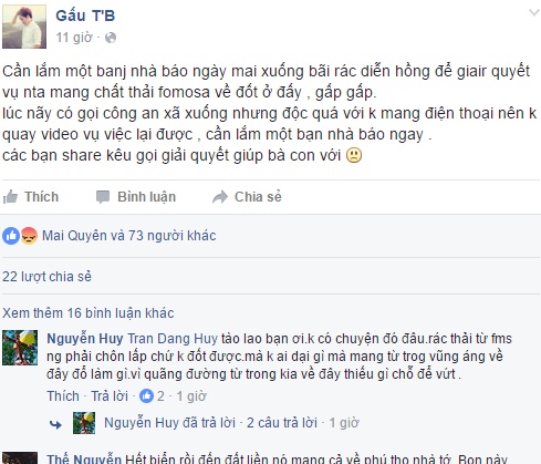 Dòng trạng thái được chia sẻ trên facebook