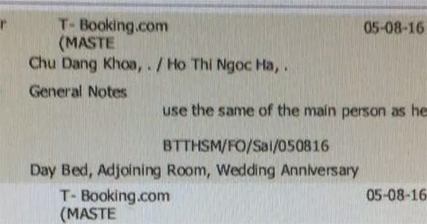 Thông tin đặt phòng của cặp đôi được hé lộ thêm