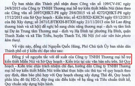 rích đoạn văn bản cho thấy Hà Nội đã “đồng ý về mặt nguyên tắc” xây dựng khu dịch vụ tâm linh này.