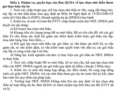 Điều 4 tại Quyết định 4255/QĐ-BGTVT gây phiền hà doanh nghiệp  