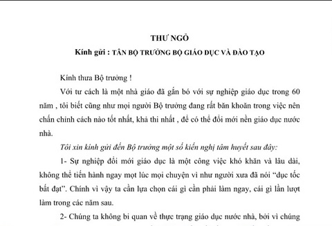 thư ngỏ của Giáo sư Nguyễn Lân Dũng