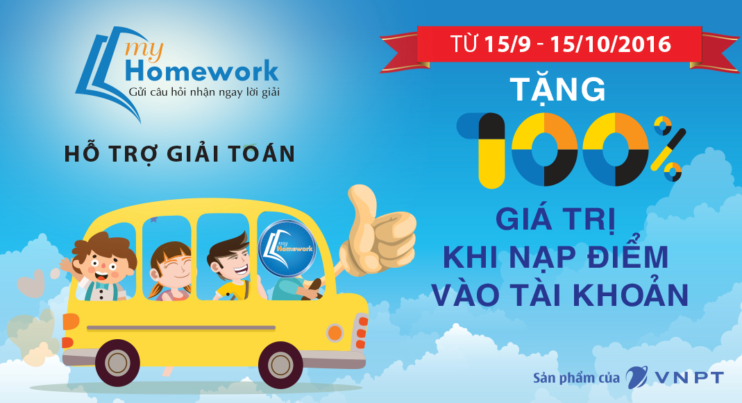 Ưu đãi lớn từ myHomework - Giải toán nhân dịp năm học mới