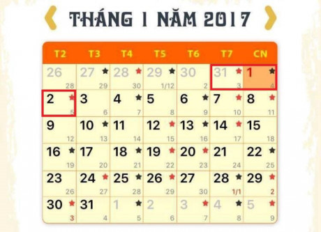 Bạn đã biết về lịch nghỉ Tết Dương lịch 2017?