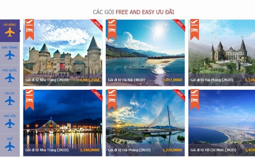 Các gói tour Free and Easy của Onetour.vn .