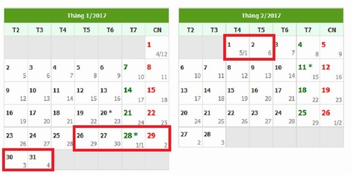 Năm 2017 người lao động được nghỉ bao nhiêu ngày?