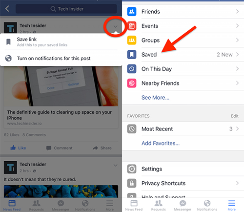 Với những status, hình ảnh, link bài báo,... chưa kịp đọc, bạn có thể chọn Save post để lưu tạm và đọc lại về sau. Các thông tin đã chọn lưu sẽ hiện trong mục Saved.