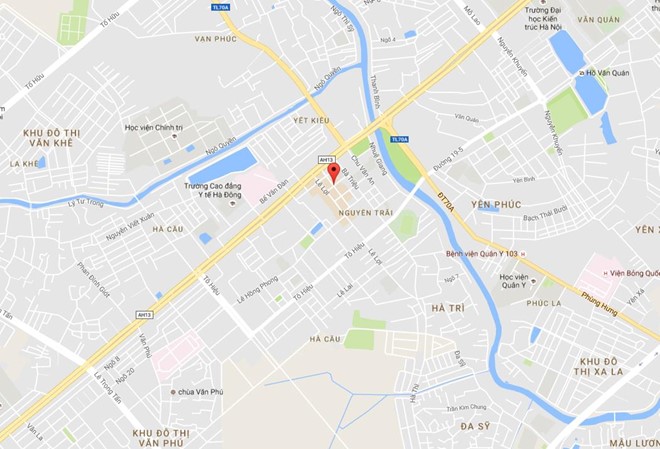 Vị trí nơi xảy ra vụ cháy ở quận Hà Đông, Hà Nội. Ảnh: 