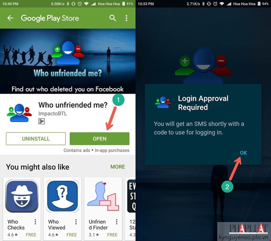 Cài đặt ứng dụng Who Unfriended Me cho smartphone. Ảnh: MINH HOÀNG