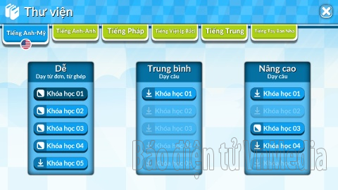 Giao diện ứng dụng Monkey Junior trên điện thoại