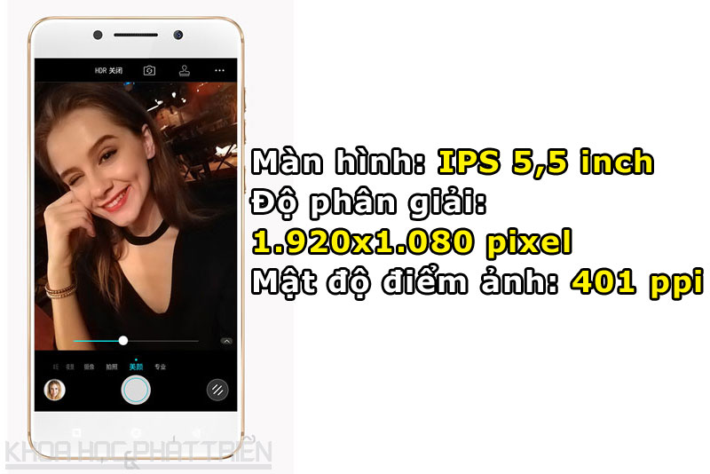 Màn hình được bảo vệ bởi kính cường lực vát cong 2,5D.