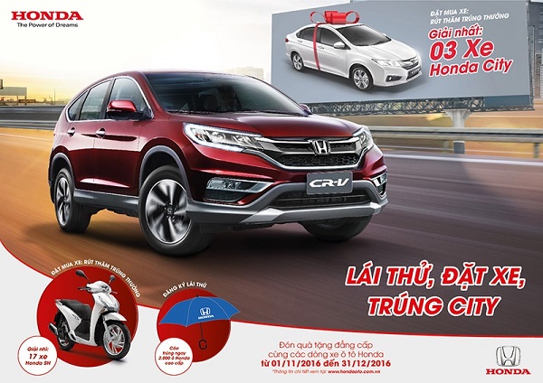 Tháng 12: Lái thử ô tô trúng ô tô, xe máy Honda