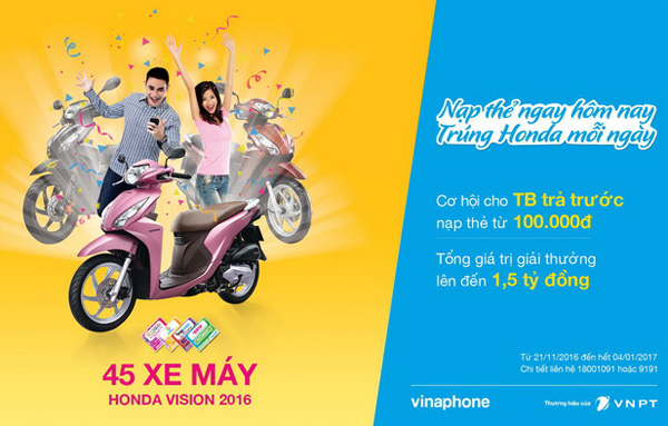 VNPT trao xe máy Honda Vision 2016 cho khách hàng trúng thưởng