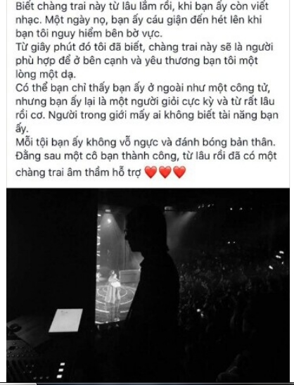 Các fan của Mỹ Tâm đang đoán già đoán non người ấy là ai thì dòng chia sẻ của người bạn thân Mỹ Tâm đã phần nào gợi ý danh tính chàng trai này. Người bạn này viết:  