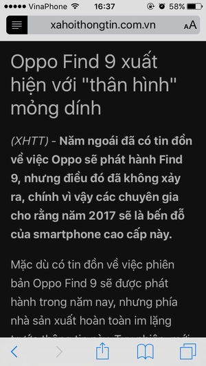 Sau đó, màn hình hiển thị trong Safari sẽ như thế này. Nội dung sẽ hiển thị bình thường chỉ có màu nền trở thành màu đen để làm nổi nội dung cho người dùng dễ đọc hơn.