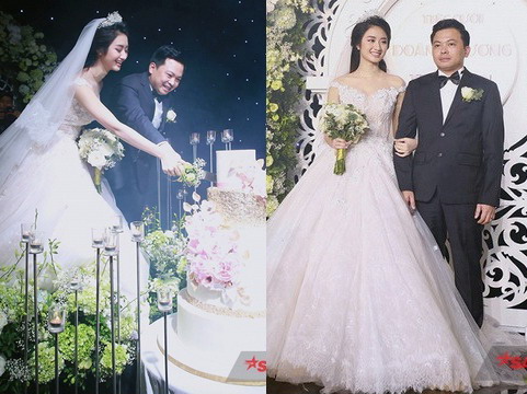 Hoa hậu Thu Ngân đẹp không tì vết bên chồng đại gia trong ngày cưới