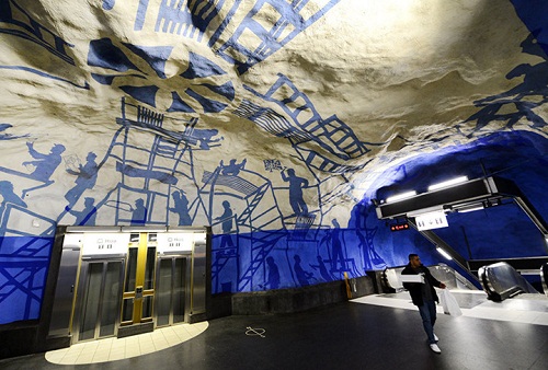 Nhà ga T-Centralen ở Stockholm (Thụy Điển).