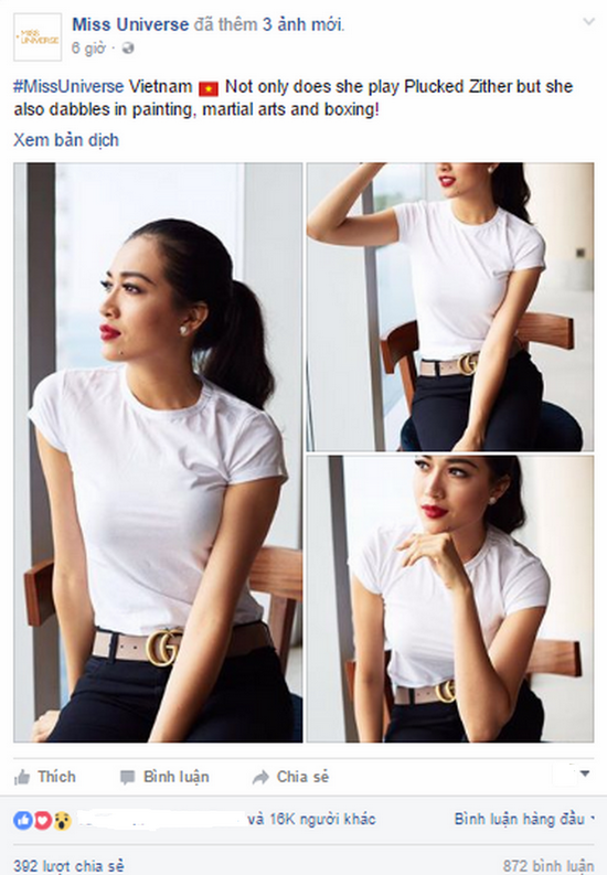 Chiều cùng ngày, ba bức ảnh của Lệ Hằng được đăng tải trên trang Facebook chính thức của cuộc thi Miss Universe. Trong ảnh, cô diện trang phục áo thun trắng và quần jeans đơn giản. Với dáng ngồi khá thoải mái, cô hoàn toàn khoe được vẻ tự tin từ trong ánh mắt và thần thái. Bức ảnh này được chụp ngay trong buổi sáng ngày 13/1, khi Lệ Hằng đang tham dự buổi giao lưu cùng các thí sinh đã có mặt tại cuộc thi. Bài đăng đó đến nay đã nhận được hơn 16 nghìn lượt like và gần 900 bình luận chia sẻ. Trong đó, nhiều khán giả ngoại quốc ủng hộ cho nhan sắc Việt và dành lời khen cho vẻ đẹp của Lệ Hằng. Một trong ba bức ảnh trên cũng được đăng tải trên Instagram chính thức của Miss Universe và sở hữu hơn 8 nghìn lượt yêu thích.