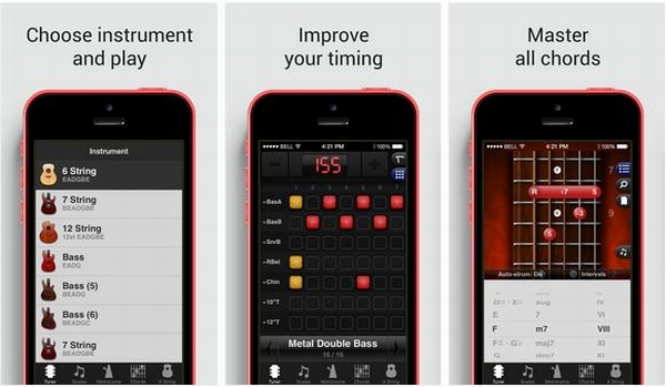 GuitarToolkit. Nếu bạn là một tay chơi guitar đang tìm kiếm ứng dụng tất cả trong một thì có thể sử dụng GuitarToolkit. Ứng dụng này cho phép bạn chỉnh âm, nhịp, hợp âm…Ứng dụng này không chỉ hỗ trợ guitar 6 dây mà còn làm việc với guitar 7 và 12 dây; 4-5 và 6 dây bass, banjo, mandolin và ukulele. Ứng dụng này có giá 2,99USD.