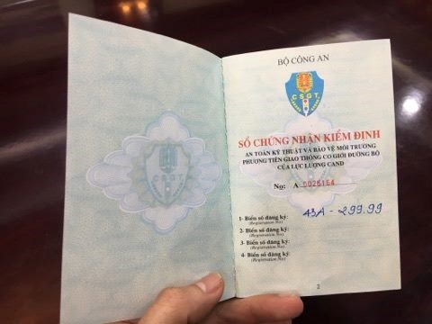 Giấy chứng nhận đăng kiểm. Ảnh: 