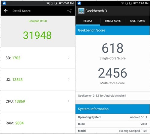 Hiệu năng: Với mức giá gần 5 triệu đồng, cấu hình chip Qualcomm Snapdragon 415 tốc độ 1.4 GHz với đồ họa Adreno 405 trên Coolpad Max Lite là hơi yếu so với các đối thủ trong cùng phân khúc. Tuy nhiên máy vẫn có bộ nhớ RAM khá dư dả với 3GB, bộ nhớ trong 16GB là đủ để lưu trữ các tập tin và các ứng dụng, tuy nhiên nếu cần có thể mở rộng tối đa 64GB thông qua khe cắm thẻ nhớ.