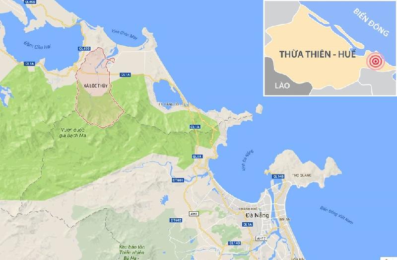 Hiện trường vụ tàu hỏa lật sau va chạm với xe tải ở Huế hình ảnh 2 Xã Lộc Thủy, huyện Phúc Lộc nằm ở phía nam tỉnh Thừa Thiên - Huế, cách Đà Nẵng khoảng 50 km. Ảnh: Google Maps.