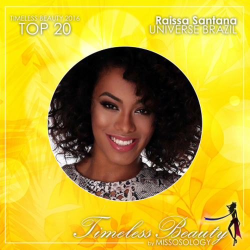 Raissa Santana là đại diện của Brazil tại đấu trường sắc đẹp Miss Universe lần thứ 65, diễn ra tại Philippines hồi tháng 1. Người đẹp có mặt trong top 13 chung cuộc. 