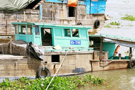 Ghe mang biển số BTr – 3169, được một ghe khác hỗ trợ.