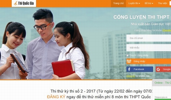 Thi thử kỳ thi THPT Quốc gia 2017 trên mạng ở đâu?