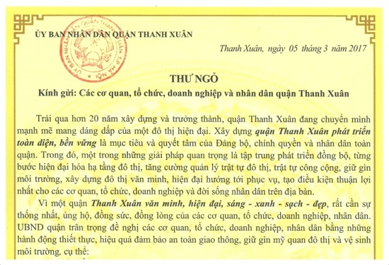 thư ngỏ vỉa hè