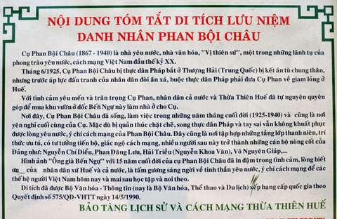 Phần giới thiệu khu lưu niệm danh nhân Phan Bội Châu