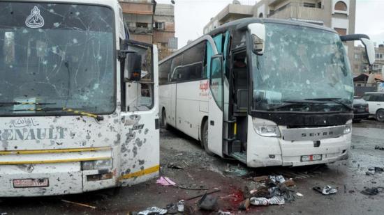 Hiện trường vụ đánh bom kép ở thủ đô của Syria