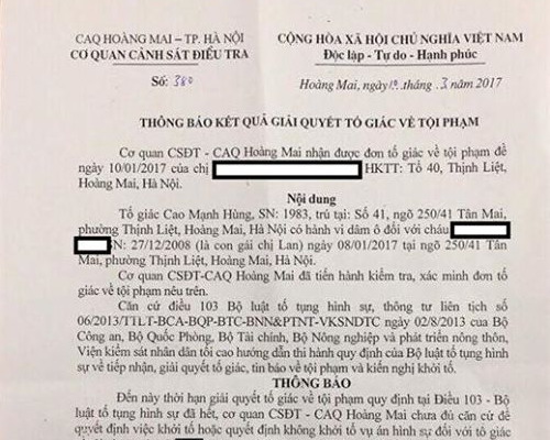 Chưa khởi tố vụ cháu bé 8 tuổi bị xâm hại: Có vi phạm tố tụng?