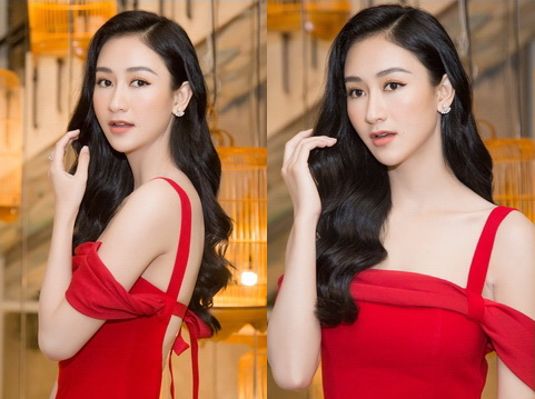 Á hậu Hà Thu khoe lưng trần đi dự sự kiện