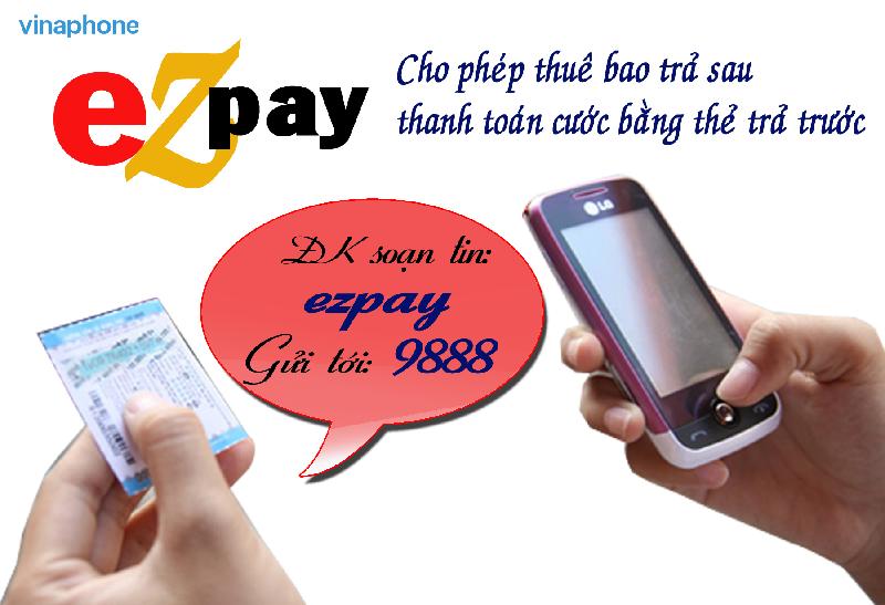 Thanh toán bằng thẻ cào điện thoại: Để thanh toán được bằng hình thức này, thuê bao cần đăng ký tài khoản EZ Pay. Với hình thức này, ngoài thanh toán cước cho mình, thuê bao có thể thanh toán cước hộ các thuê bao VinaPhone trả sau khác. Đặc biệt với hình thức này, thuê bao sẽ được giảm từ 3-8% tùy nơi bán mã thẻ/thẻ cào.