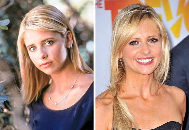 Sarah Michelle Gellar (1997, 2017): Nét đẹp ngây thơ đã thay thế bằng vẻ đẹp trưởng thành, gợi cảm và rạng rỡ.