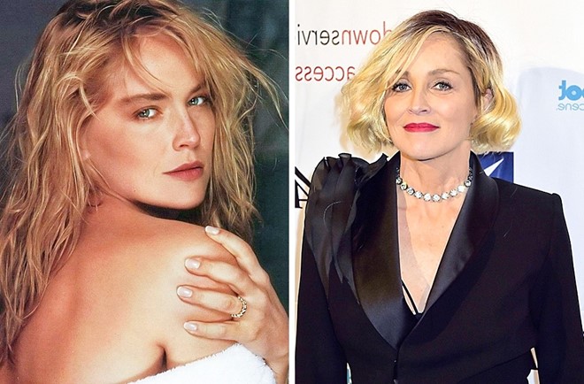 Sharon Stone (1992, 2017): Nữ diễn viên xinh đẹp vẫn rất nổi bật ở độ tuổi lên chức bà với phong cách cá tính.