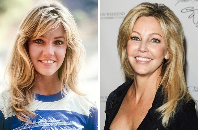 Heather Locklear (1990, 2017): Heather vẫn giữ lại thương hiệu mái tóc vàng và miệng cười tươi tắn.