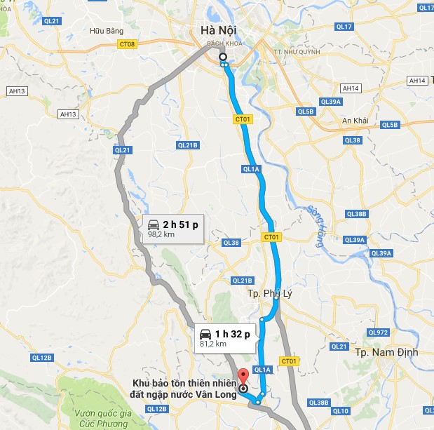 Những địa danh tạo nên ngôi nhà hoàn hảo của King Kong hình ảnh 6 Ninh Bình cách Hà Nội khoảng 90 km, 2 giờ chạy xe máy. Bên cạnh đó, bạn có thể bắt xe khách tại các bến xe như Giáp Bát, Mỹ Đình với giá vé chỉ từ 60.000 đồng/người. Ảnh: Chụp màn hình.