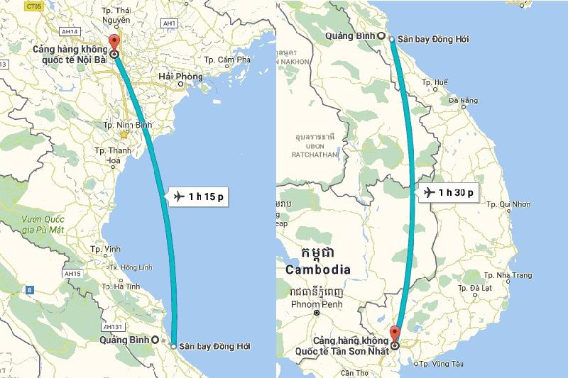 Những địa danh tạo nên ngôi nhà hoàn hảo của King Kong hình ảnh 11 Quảng Bình là mảnh đất nằm ở khúc ruột miền Trung. Từ hai đầu tổ quốc tại sân bay Nội Bài và Tân Sơn nhất bạn có thể bay tới sân bay Đồng Hới với chỉ hơn một giờ đồng hồ. Từ đây bạn có thể tới 3 địa điểm là đèo Đá Đẽo, thung lũng Tân Hóa, hồ Yên Phú - phim trường của Kong: Skull Island. Ảnh: Chụp màn hình.