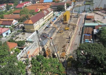 Công trường thi công tại nhà ga Ba Son nhìn từ trên cao